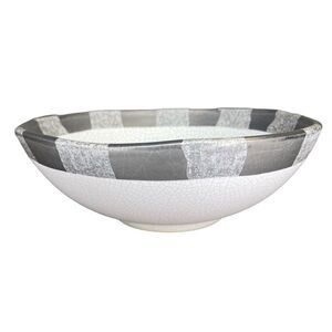 Michael Wainwright Art Pottery Ceramic Bowl Platinum Crackle Ivory Gray